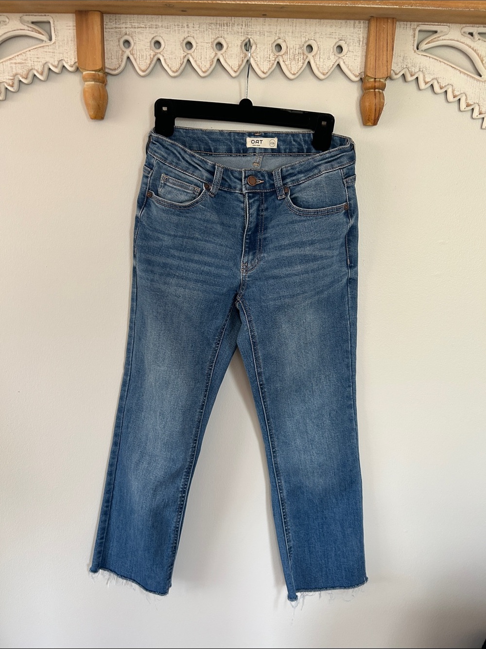 OAT Denim High-Rise Cropped Straight Jeans in Medium Blue